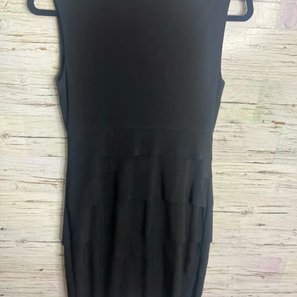 Joseph ribkoff  black dress collar midi size 4 - Picture 6 of 7